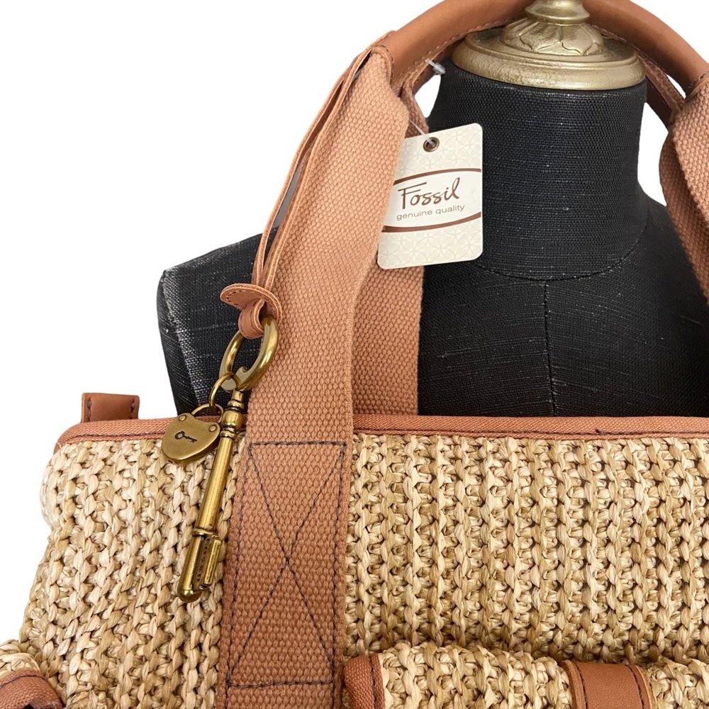 Fossil Bag Purse Tote Tan Brown Large Gard Natural Style NWT - Picture 4 of 9